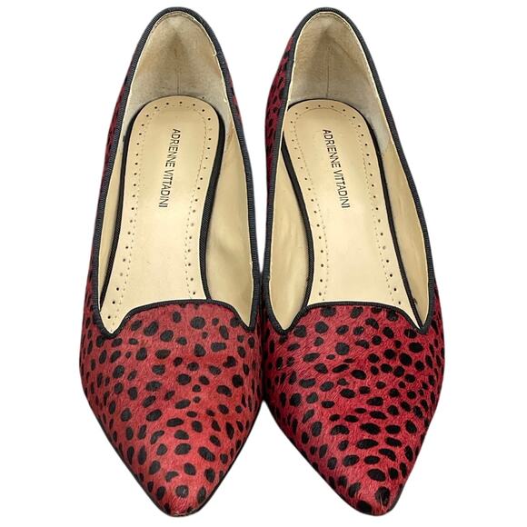 Adrienne Vittadini Jackee Red Black Cheetah Fine Leather Pump Heel Women 8.5M - Picture 6 of 13